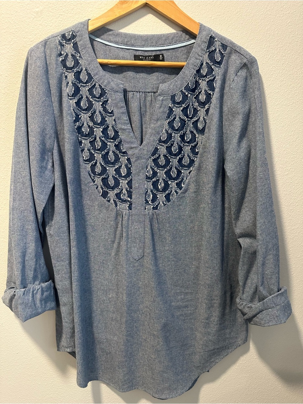 Max Jeans Light Blue Embroidered Chambray Tunic
